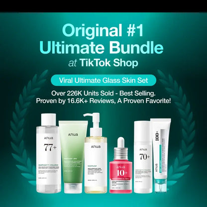 Ultimate Glass Skin Korean Skincare Bundle | PDRN Cream, Niacinamide Serum, Heartleaf Toner, Double Cleanse & Daily Hydration Kit