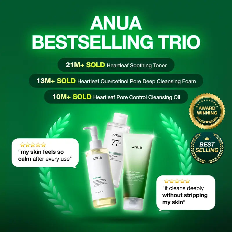 Ultimate Glass Skin Korean Skincare Bundle | PDRN Cream, Niacinamide Serum, Heartleaf Toner, Double Cleanse & Daily Hydration Kit