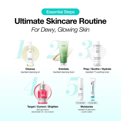 Ultimate Glass Skin Korean Skincare Bundle | PDRN Cream, Niacinamide Serum, Heartleaf Toner, Double Cleanse & Daily Hydration Kit